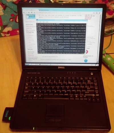 Light Linux desktop on a Dell Inspiron 1000